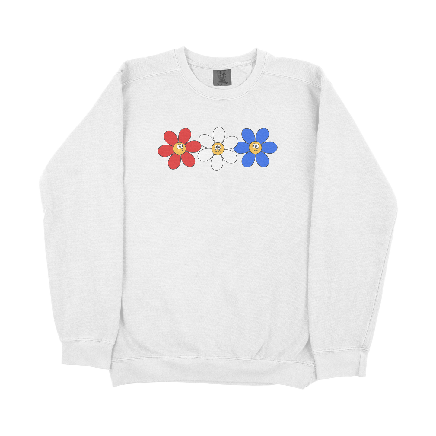 Red White Blue Flowers Crewneck