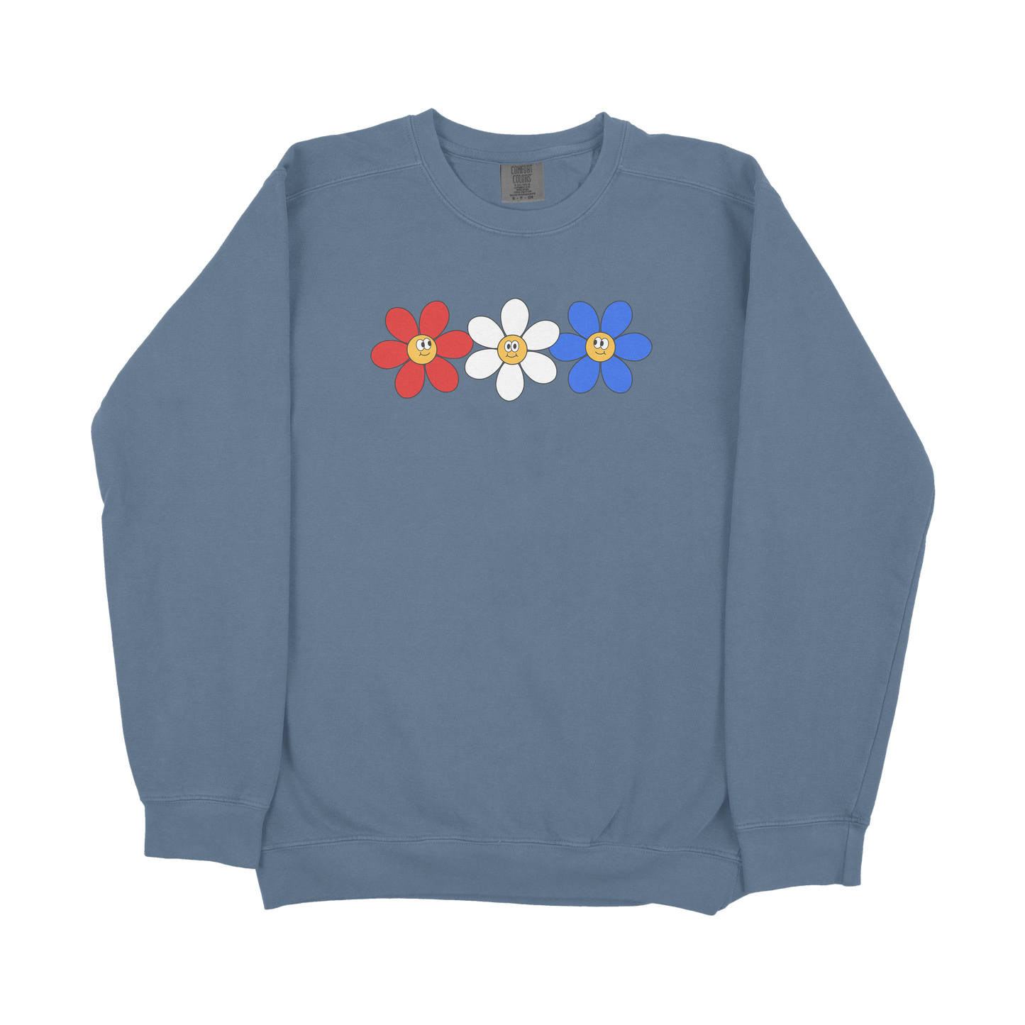 Red White Blue Flowers Crewneck