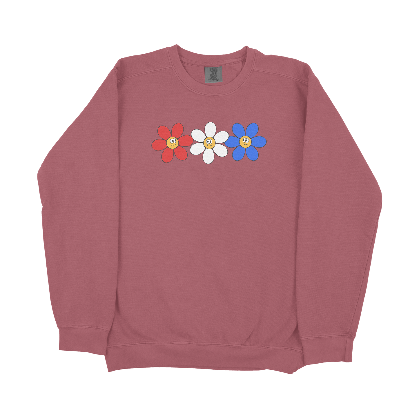 Red White Blue Flowers Crewneck
