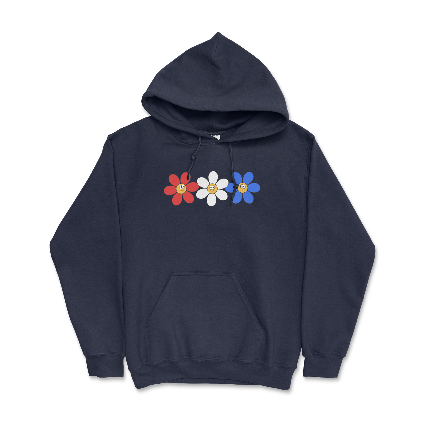 Red White Blue Flowers Hoodie