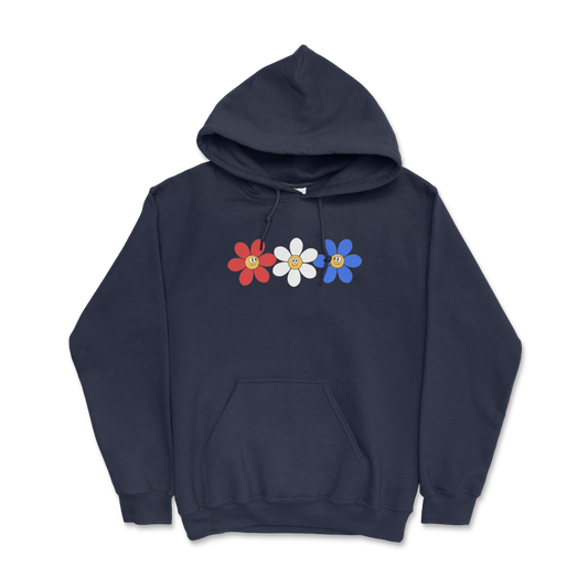 Red White Blue Flowers Hoodie