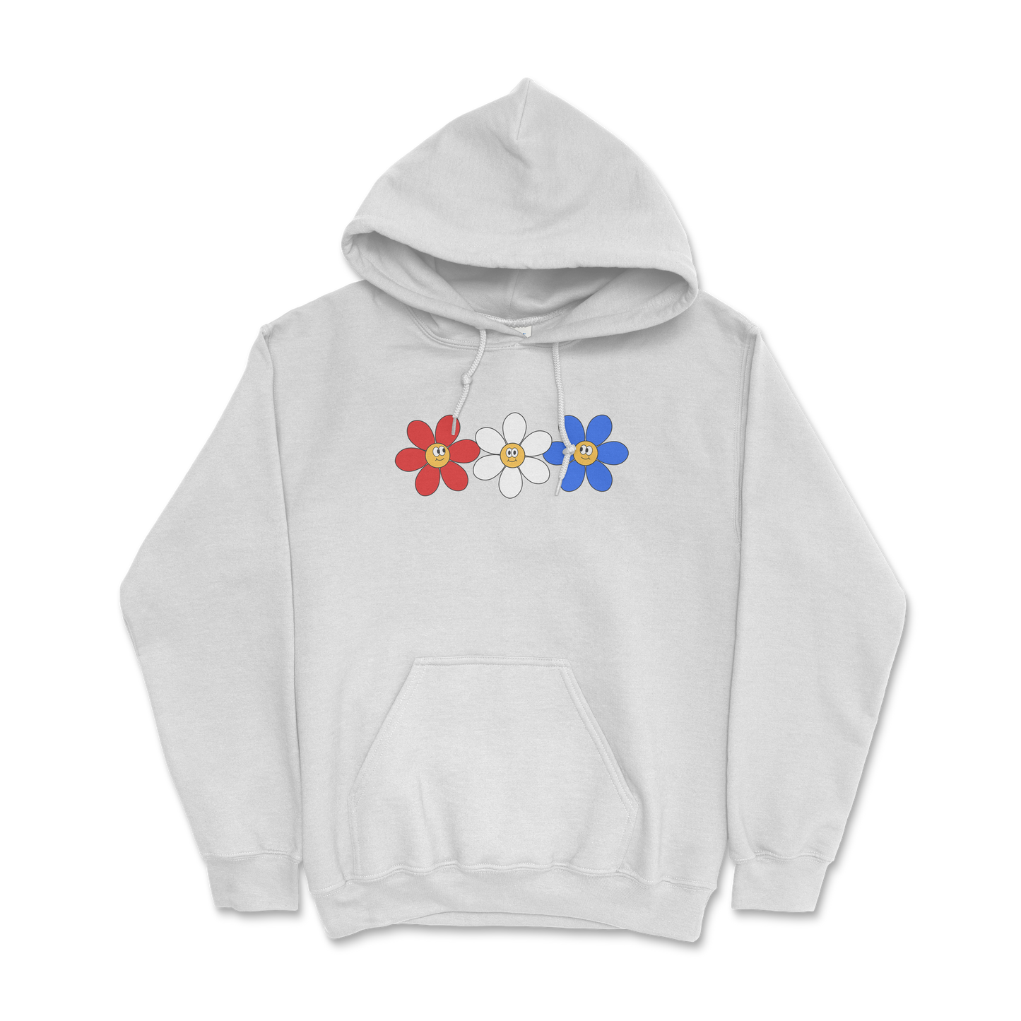 Red White Blue Flowers Hoodie